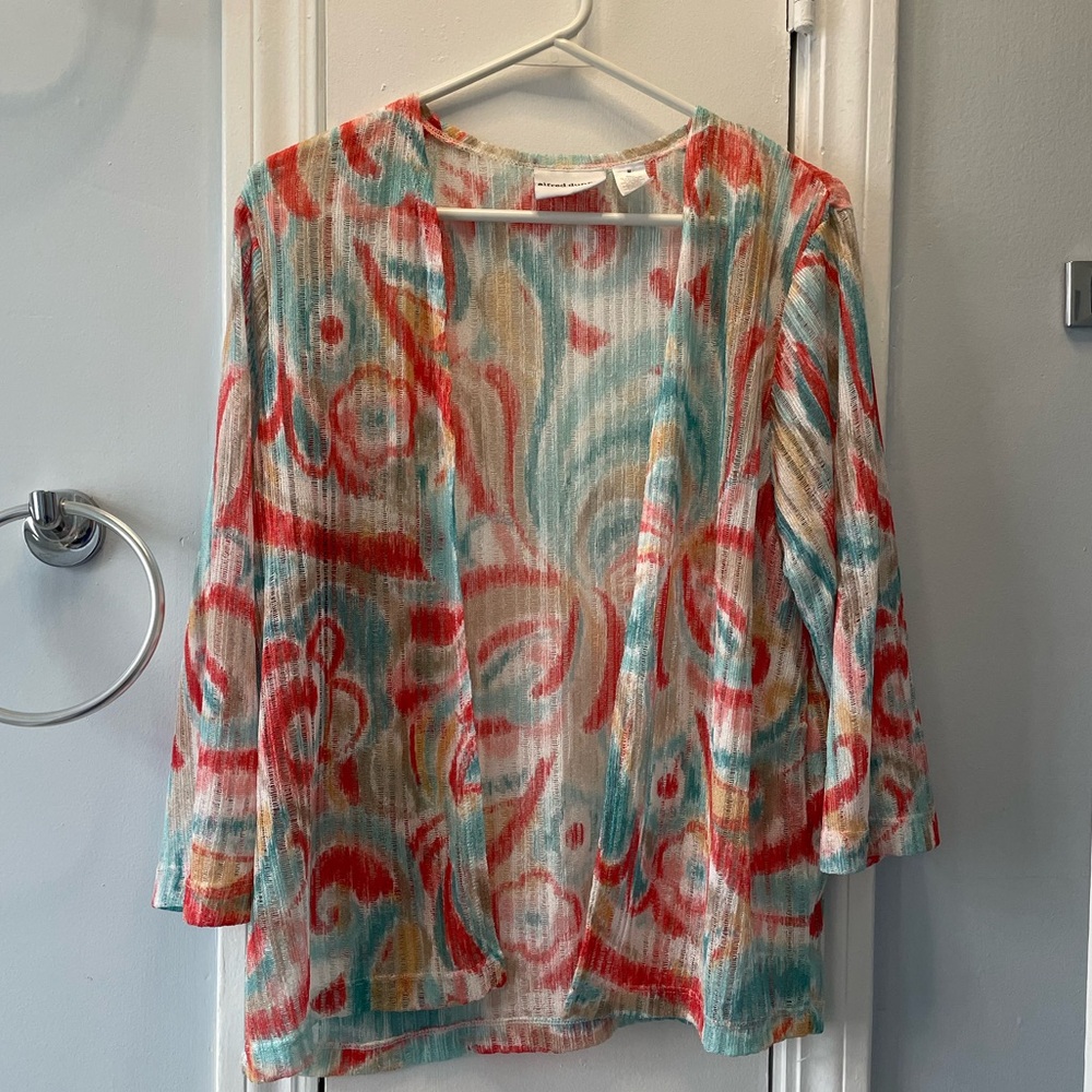 Alfred Dunner Sheer Lightweight Open Cardigan